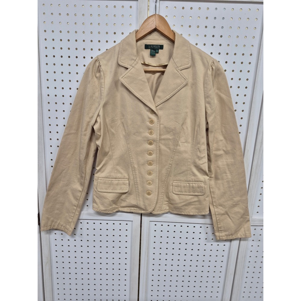 Lauren Ralph Lauren Equestrian Twill 9-Button Blazer Jacket Womens Size M